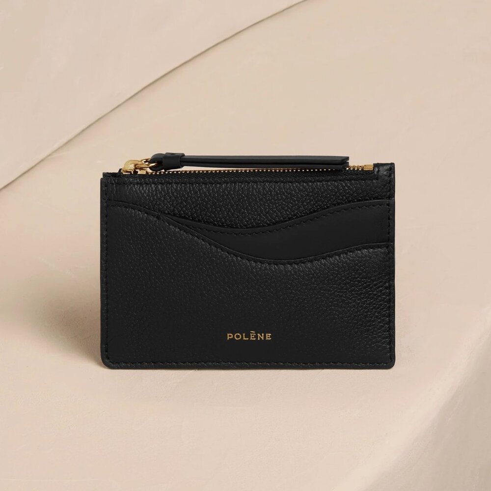 Polene Pouch Sierra Mini Black Leather Cardholder